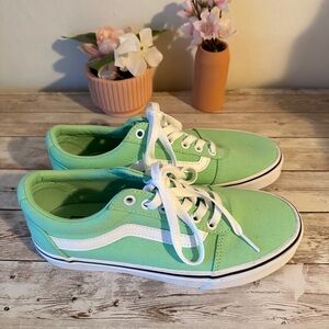 Size 7.5 summer green low top vans (never worn)